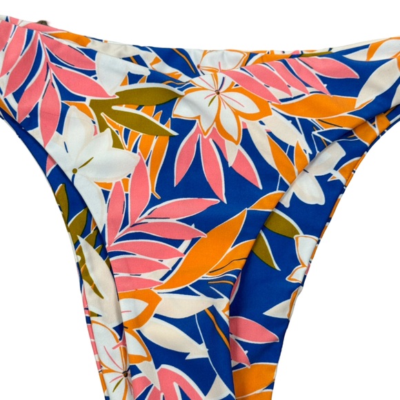 NWT Volcom Hot Tropics Blue Floral V Bikini Swimsuit Bottom Large Cheeky - Picture 5 of 7